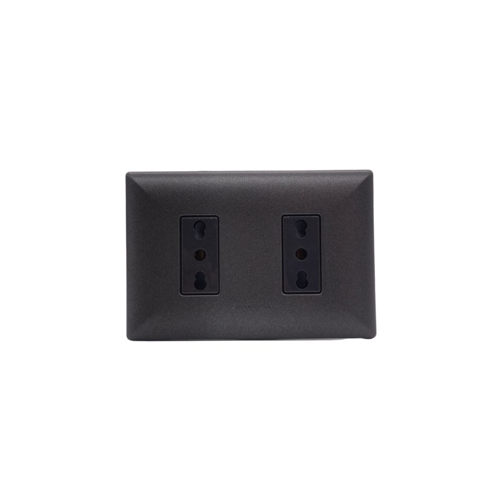 Placa Tomacorriente Duplex 10/16A 250V 2P+T Arm. S17 Grafito-noir 1795952 — Sinthesi — Sinthesi