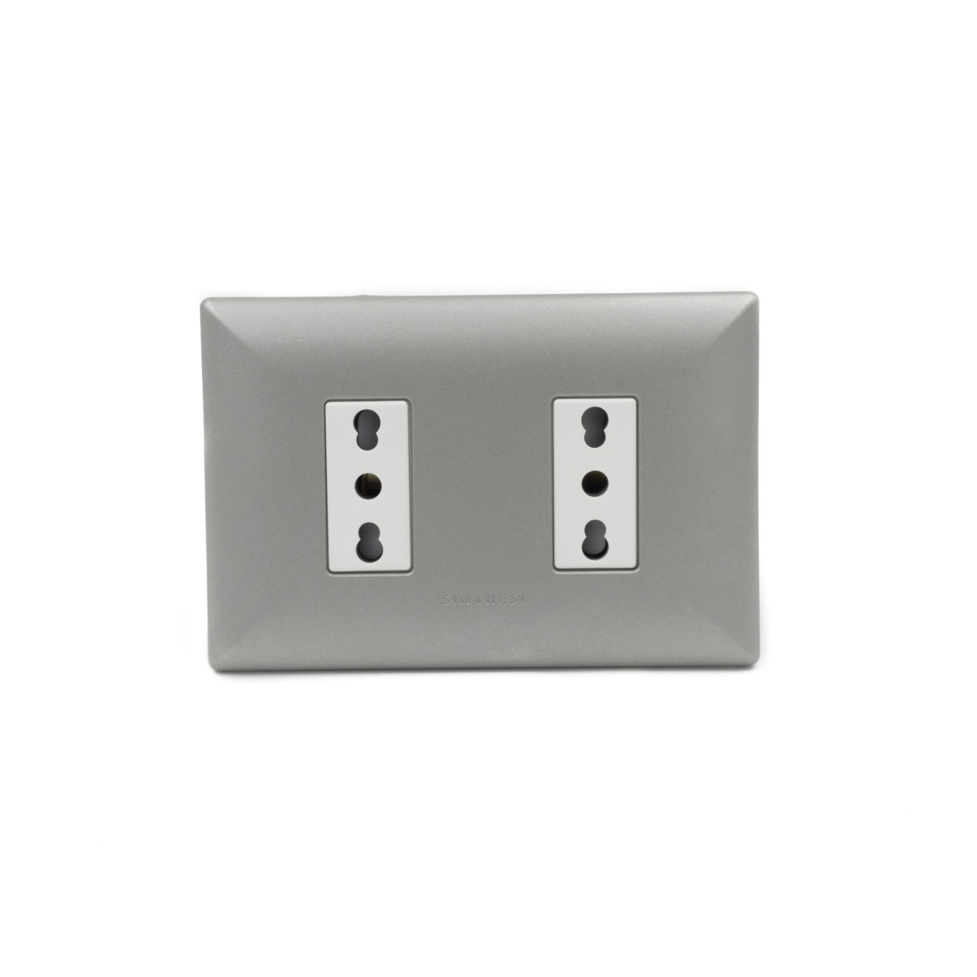 Placa Tomacorriente 10/16A Doble Arm. S17 ABS Nickel-blanco 1795554 — Sinthesi — Sinthesi
