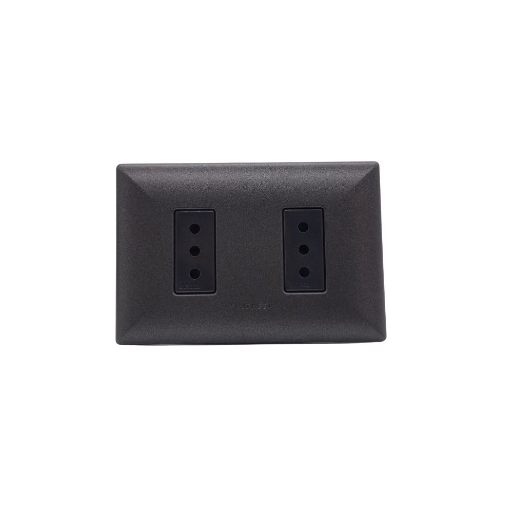 Placa Tomacorriente Duplex 10A 250V 2P+T Arm. S17 Grafito-noir 1795852 — Sinthesi — Sinthesi