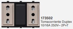 Tomacorriente Duplex 10/16A 250V~ 2P+T S17 Beige 173502 — Sinthesi — Sinthesi