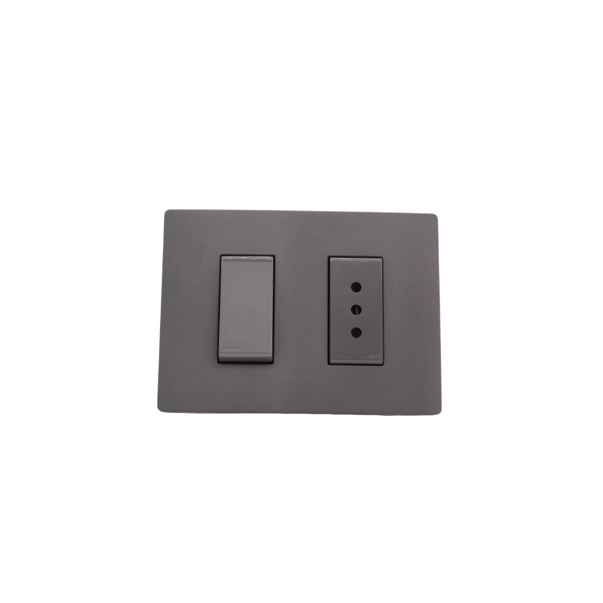 Interruptor 9/12 1 Módulo + Tomacorriente 10A Armado S32 Grey Mate-grey 3294050 — Sinthesi — Sinthesi