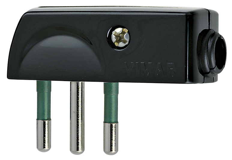 Macho Volante Plano 2P+T 10A SPA11 90G Negro 206 — Vimar — Vimar