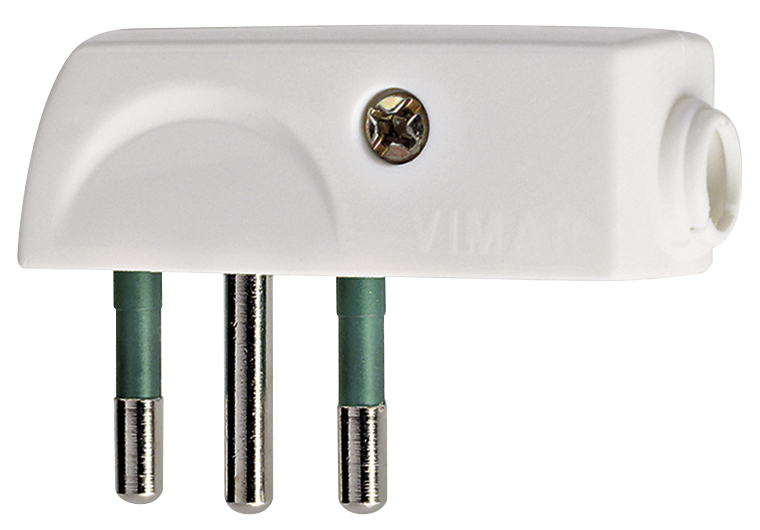 Macho Volante Plano 2P+T 10A SPA11 90G Blanco 00206.B — Vimar — Vimar