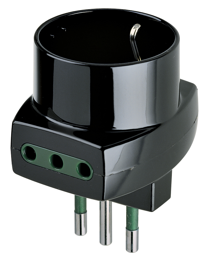 Adaptador Multiple Sicury 250V~. Negro - Max 1500W - Clavija 2P+T 10 a Estandar Italiano Tipo S11 322 — Vimar — Vimar