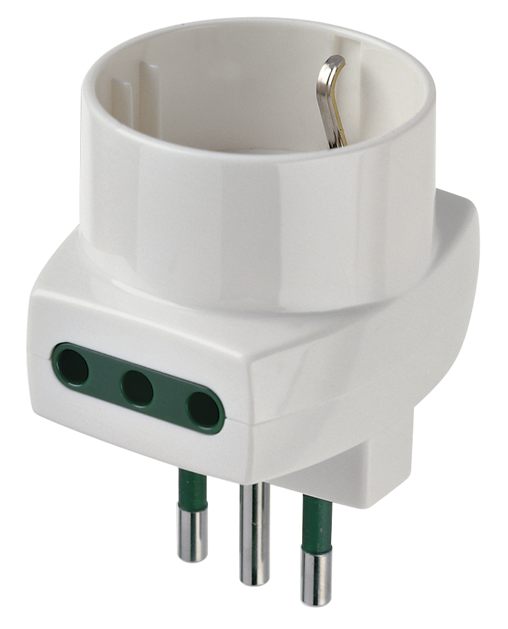 Adaptador Multiple Sicury 250V. Blanco - Max 1500W - Clavija 2P+T 10 a Estandar Italiano Tipo S11 00322.B — Vimar — Vimar