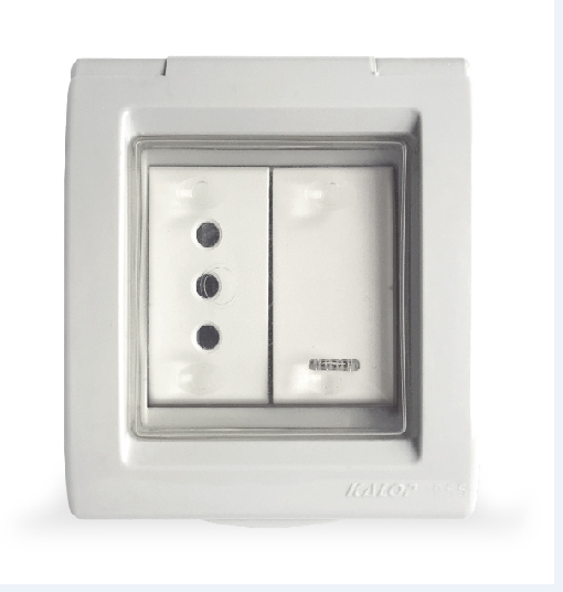 Caja Estanca Gri 2MODULOS 9/12+ENCHUFE 2P+T 10A KL42500 — Kalop — Kalop