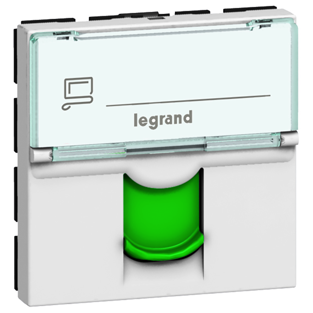 Enchufe Hembra Rj 45 Sistema Mosaic Cat. 6A Proteccion Blindada Verde. 76524 — Legrand — Legrand