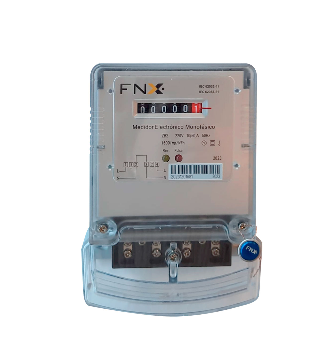Medidor Electronico Monofasico 10/50A 220V ZB2 — FNX — FNX