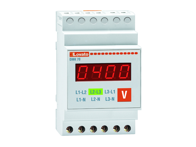 VOLTIMETRO DIGITAL TRIFASICO, MONTAJE DIN, LOVATO DMK70 Lovato — Lovato