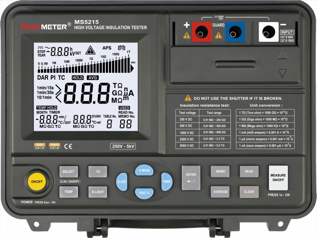 Medidor Resistencia Aislacion 5kV 2015229 — Peakmeter — Peakmeter