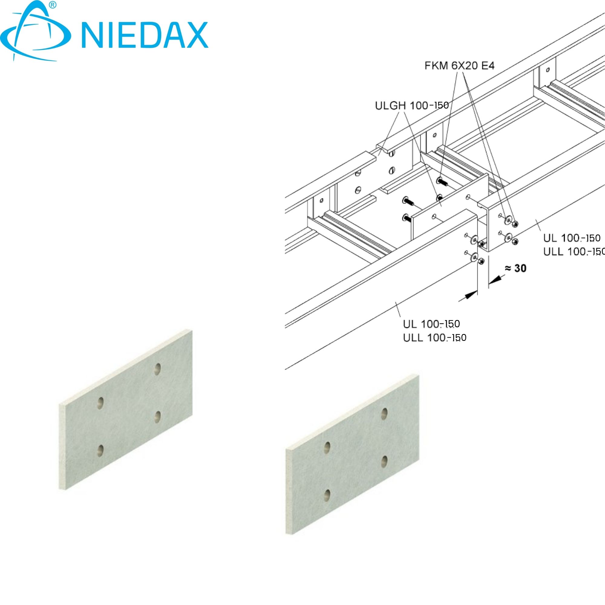 Placa Horizontral Frp 100x200mm 960170 — Niedax — Niedax