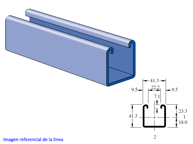 Perfil 41x41x3000x2.7mm (SS) A/INOX P1000 10SS Unistrut — Unistrut