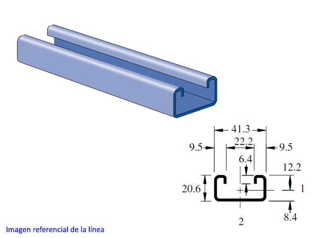 Perfil 41x21x3000x1.9mm (PG) P4100 10PG Unistrut — Unistrut