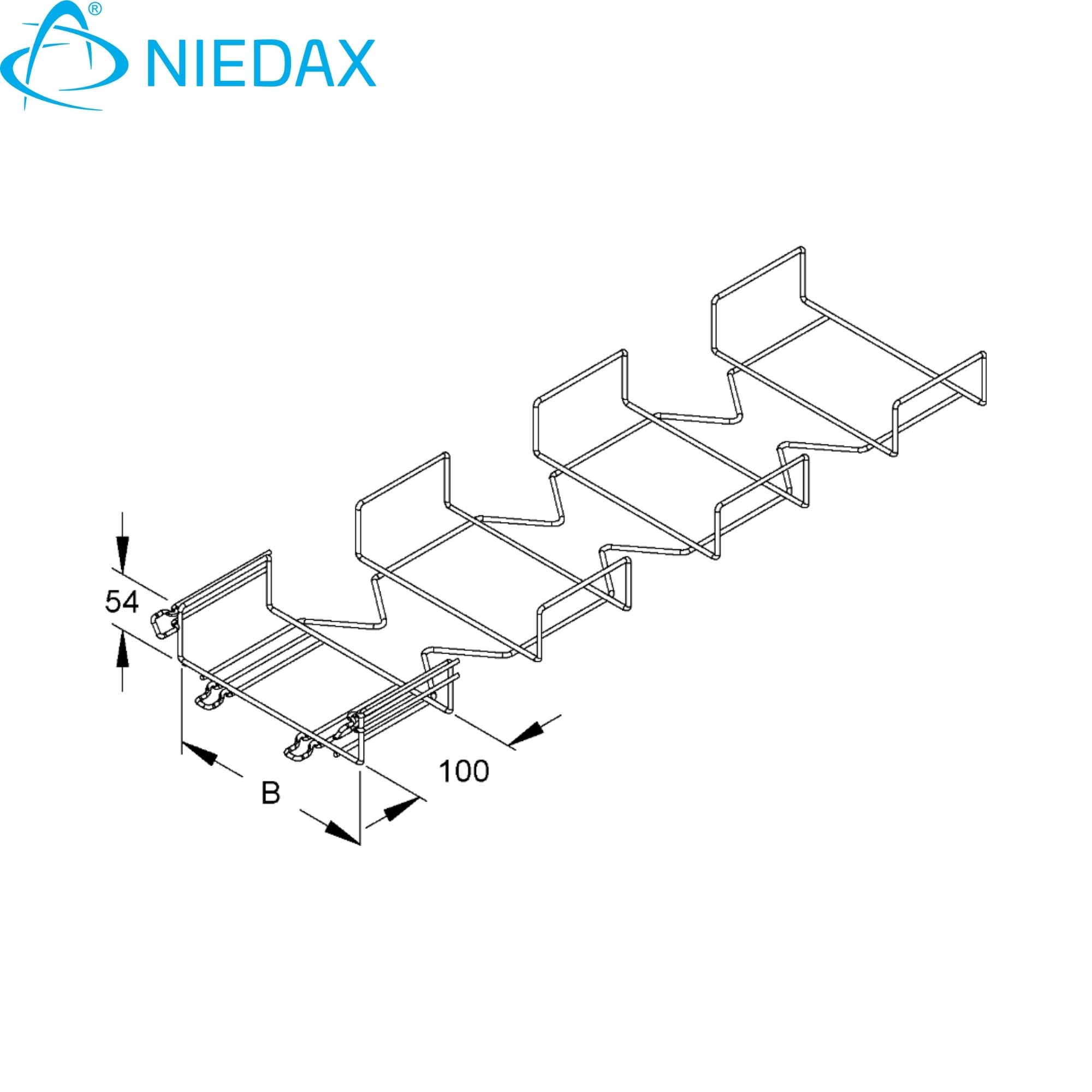 Curva Horizontal 90G Ajustable 54x200 (Ez) 711550 — Niedax — Niedax