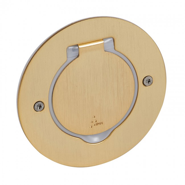 Caja de Piso Con Tapa Dorado Cepillado Redonda 2 Mod IP 44 89711 — Legrand — Legrand