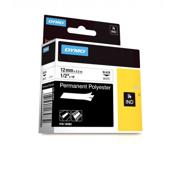 Cinta Polies Perm 12mm X 5.5M Fondo Bl/texto Ne Para Rhino 4200-6000 18483 (49300136) — Otras Marcas