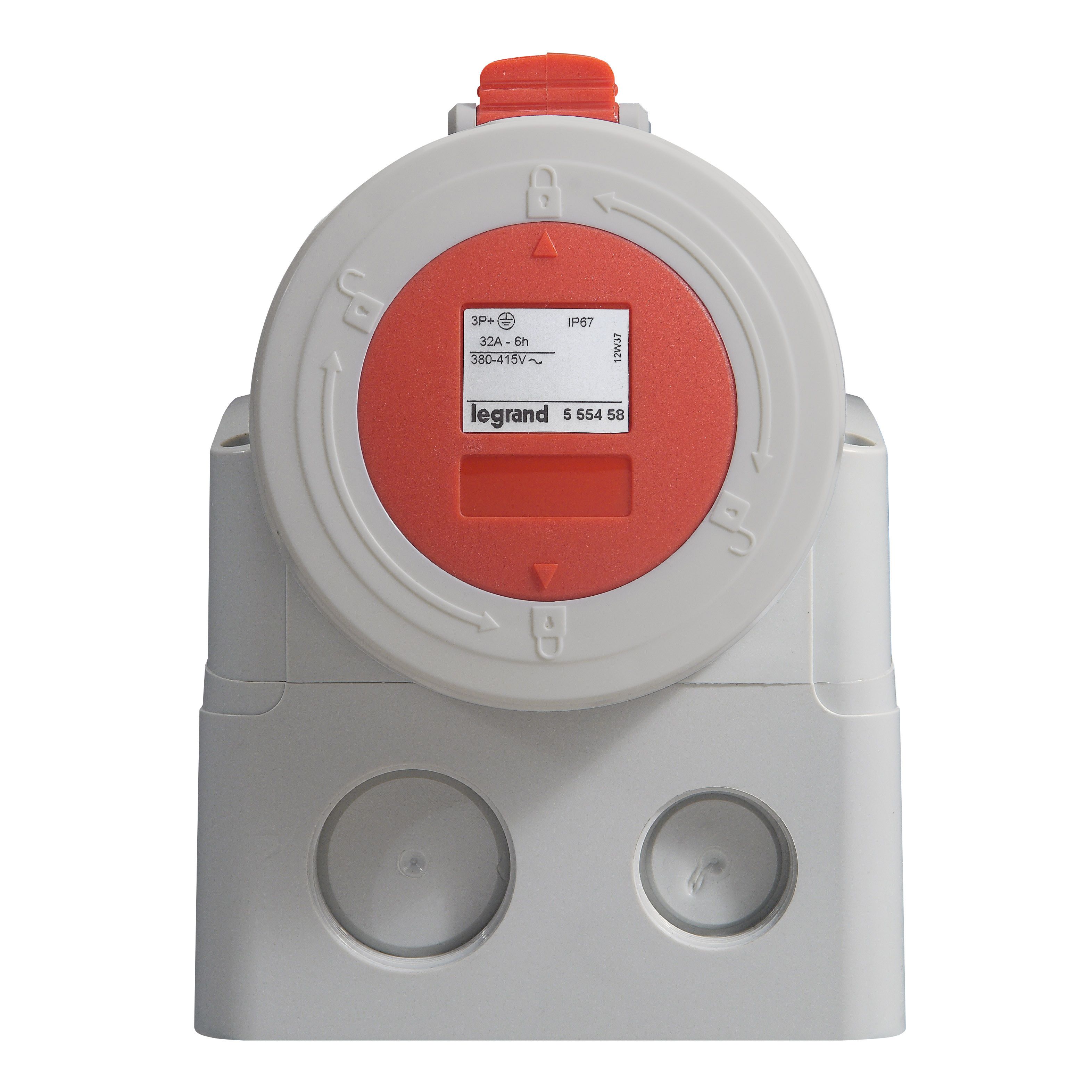 Enchufe Industrial P17/TOMA SOBREPUESTA.3P+T 32A/380 IP67 555458 — Legrand — Legrand