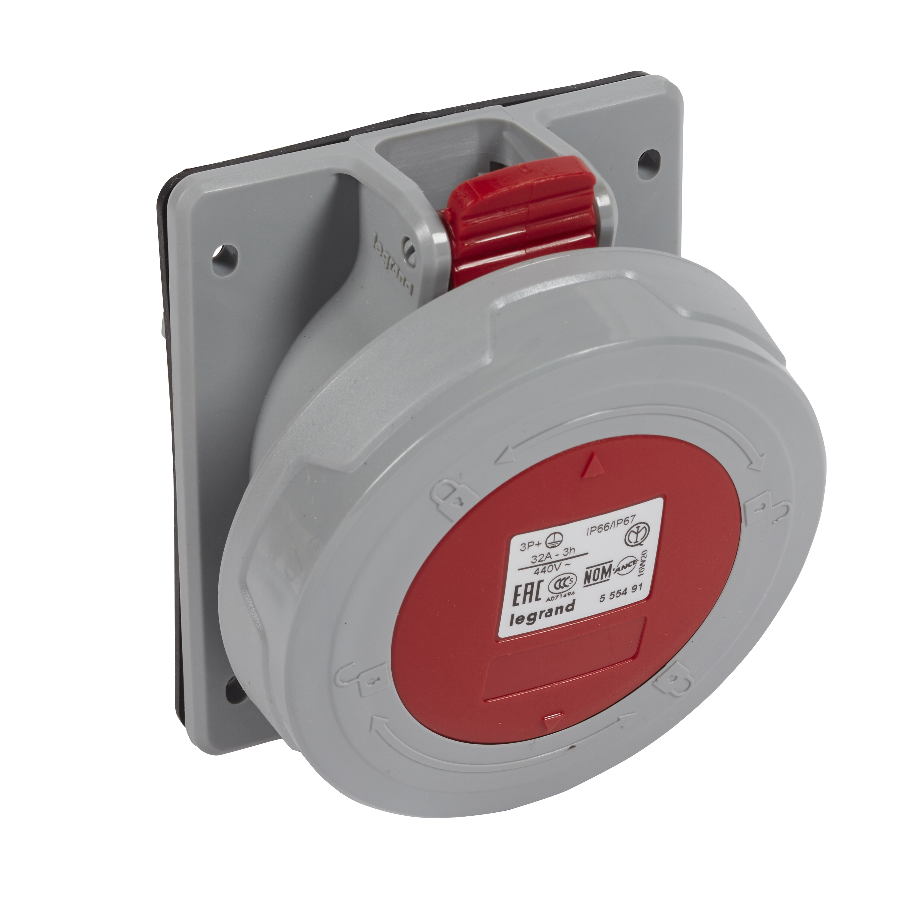 Enchufe Industrial P17/TOMA EMB.3P+T 32A 380V 3H 555491 — Legrand — Legrand