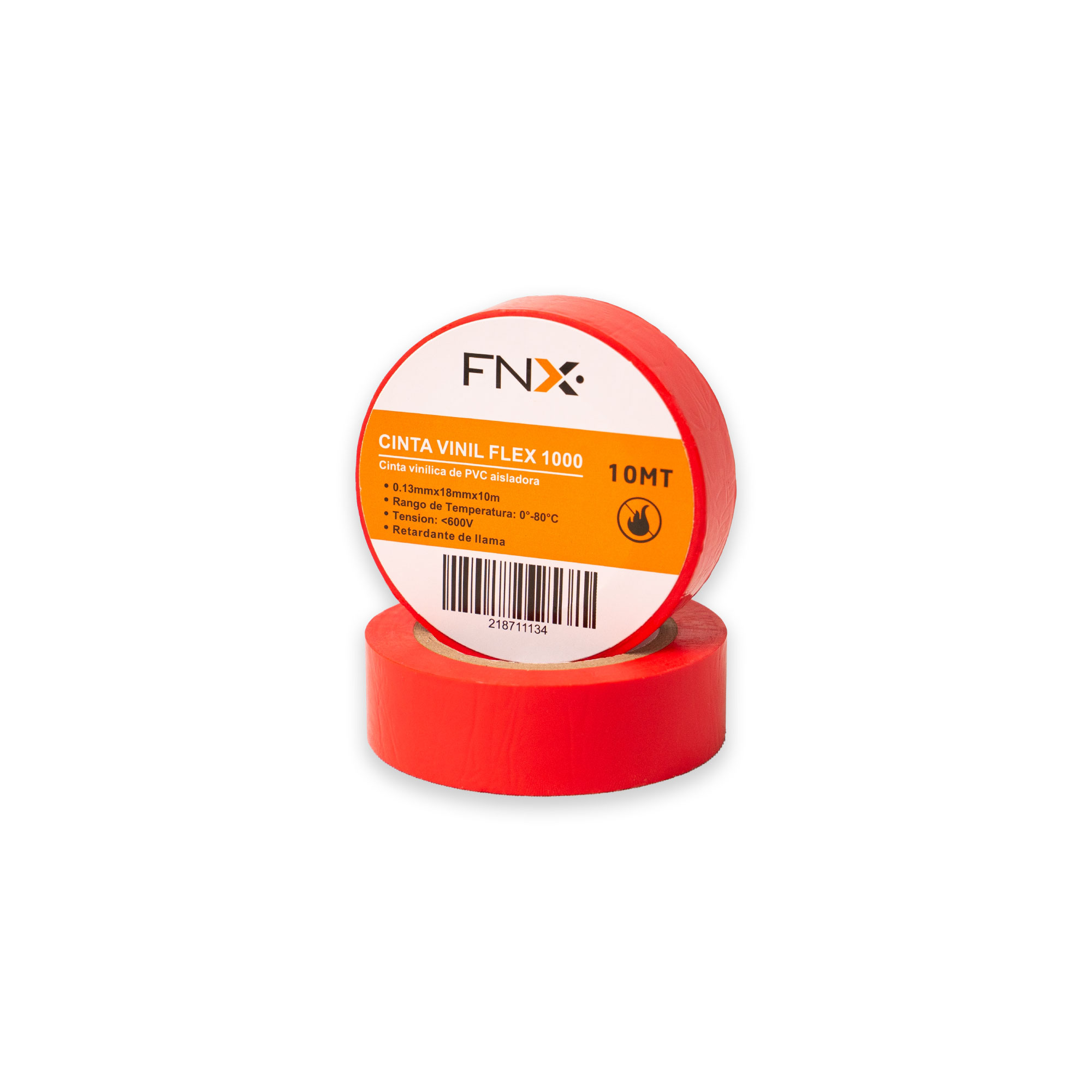 Cinta Vinil 18MMx10MT Flex 1000 Rojo 218711134 — FNX — FNX