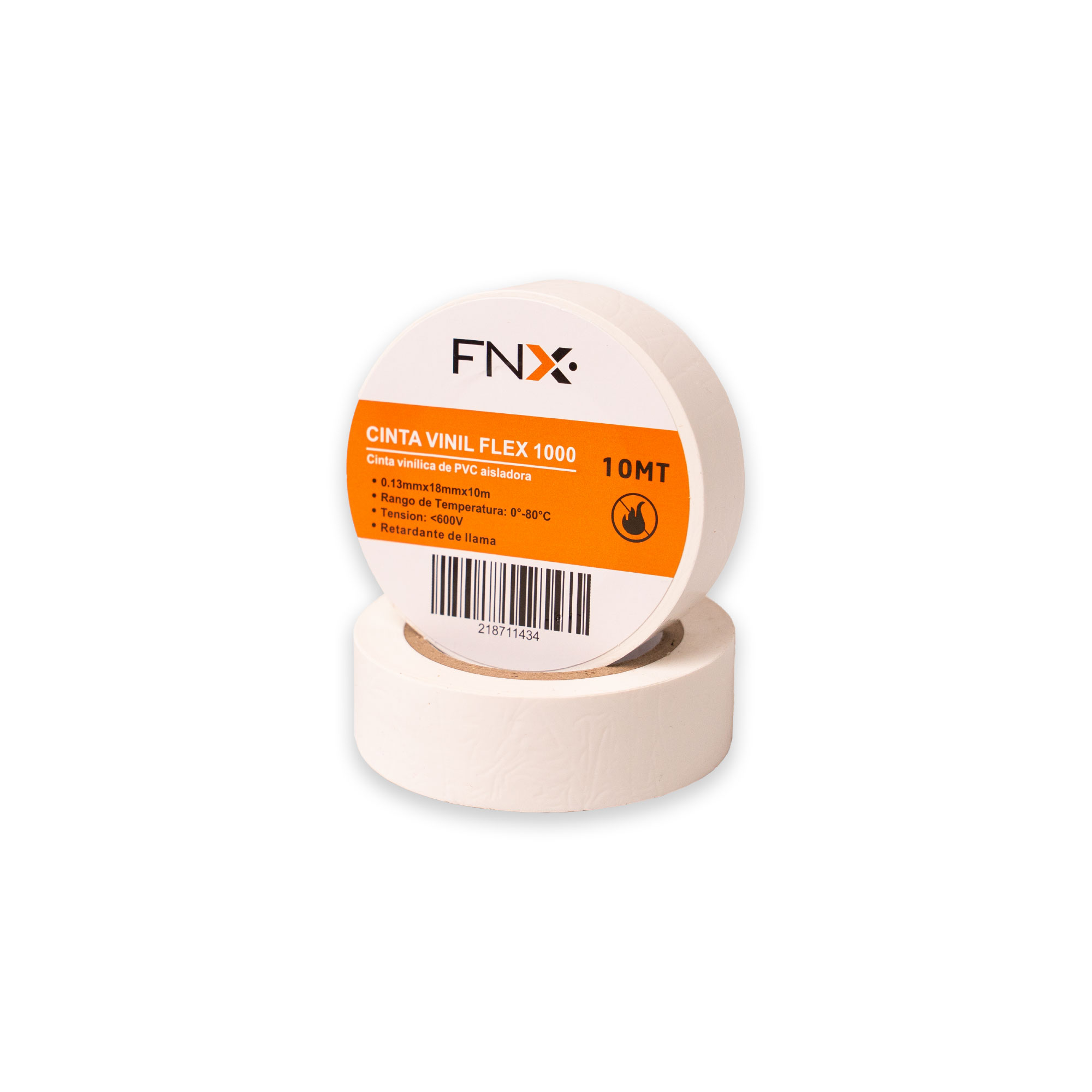 Cinta Vinil 18MMx10MT Flex 1000 Blanco 218711434 — FNX — FNX
