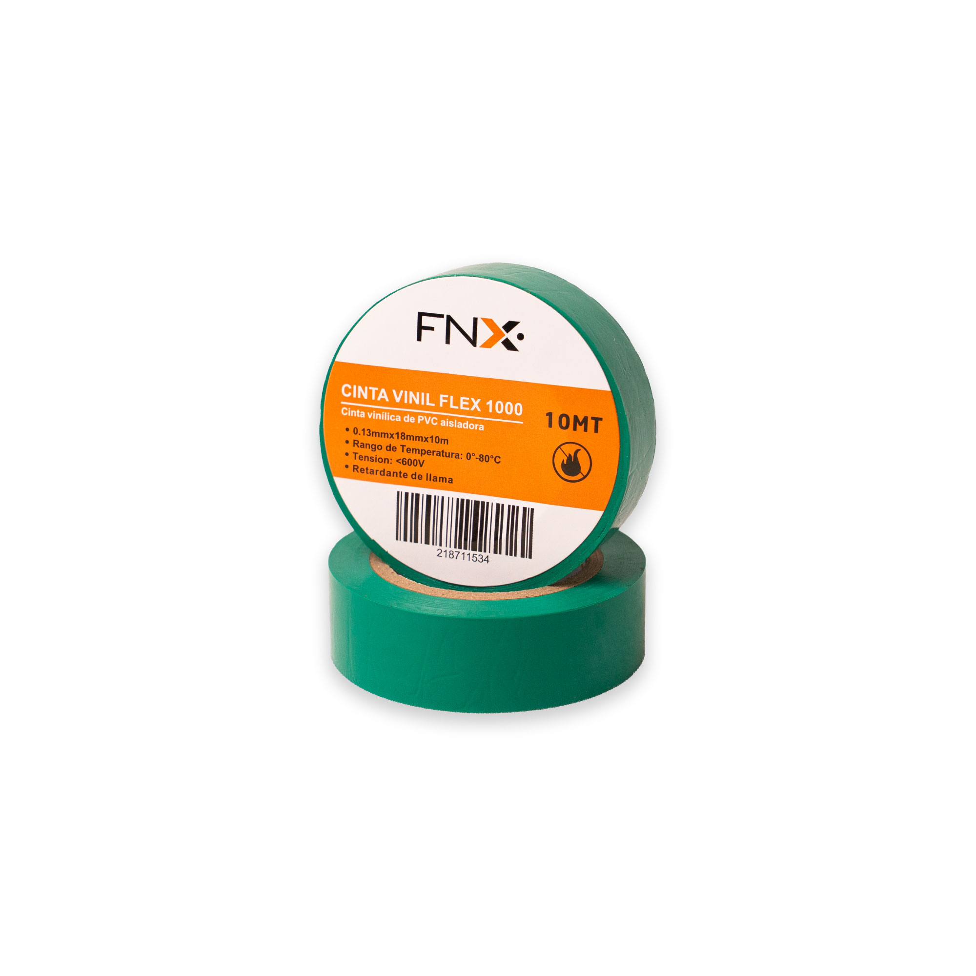 Cinta Vinil 18MMx10MT Flex 1000 Verde 218711534 — FNX — FNX