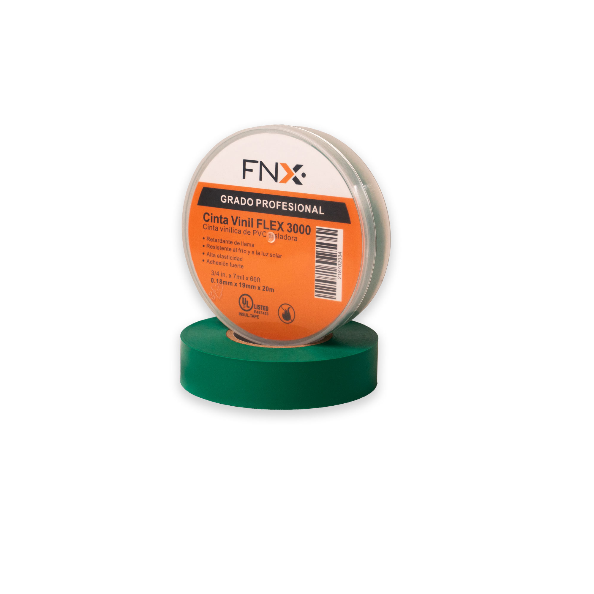 Cinta Vinil 18MMx 20 MT Flex 3000 Verde 218702934 — FNX — FNX