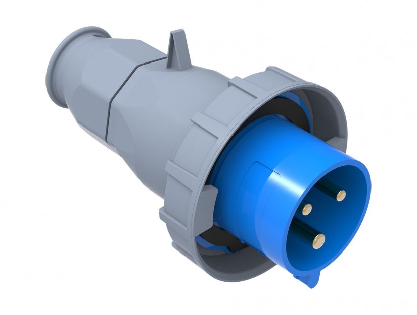 Enchufe Industrial IP67, Libre de Halogenos, Macho Volante, 220V, 32A, 2P+T, Bemis BC1-3403-7011 — FNX — FNX