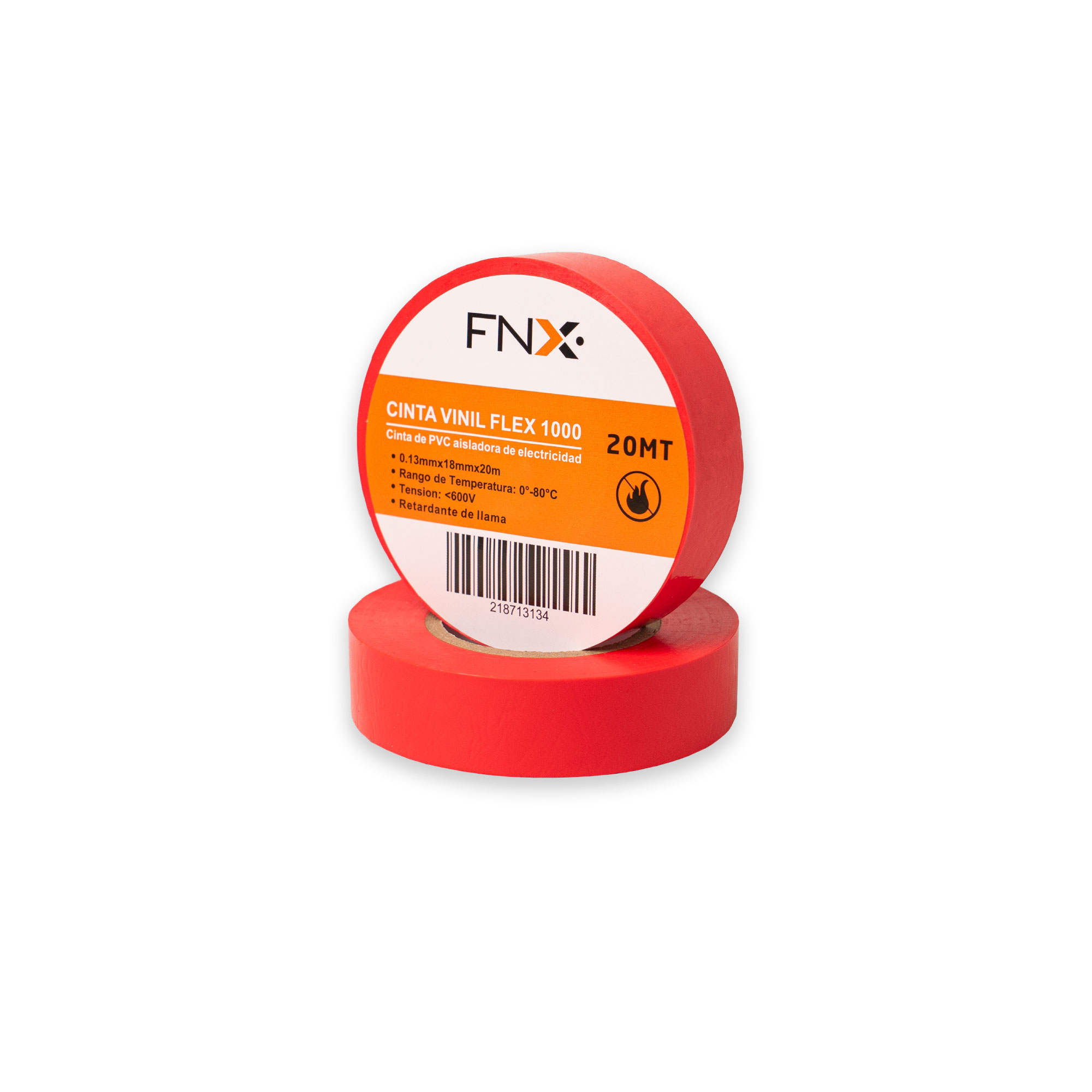 Cinta Vinil 18MMx20MT Flex 1000 Rojo 218713134 — FNX — FNX