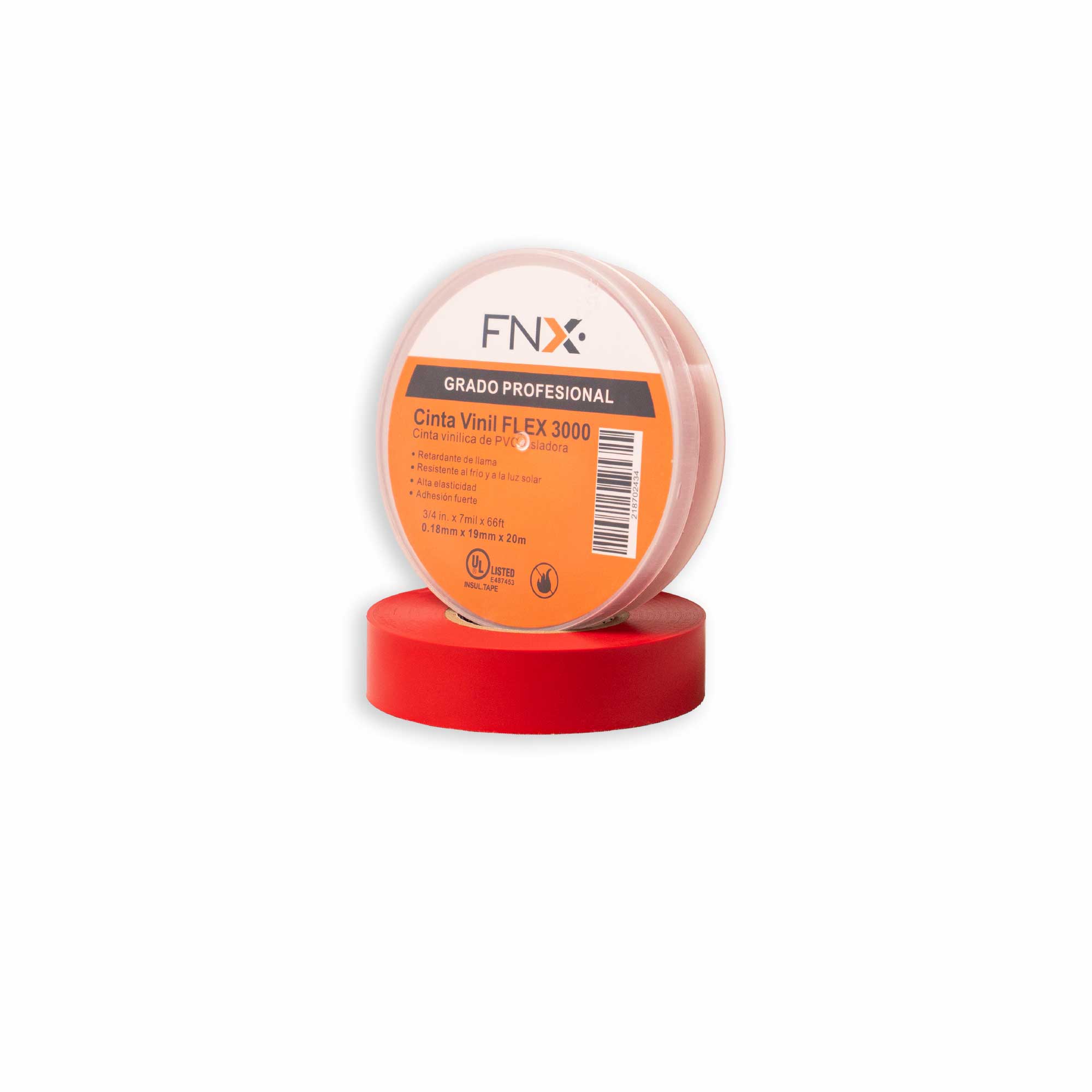Cinta Vinil 18MMx 20 MT Flex 3000 Rojo 218702434 — FNX — FNX