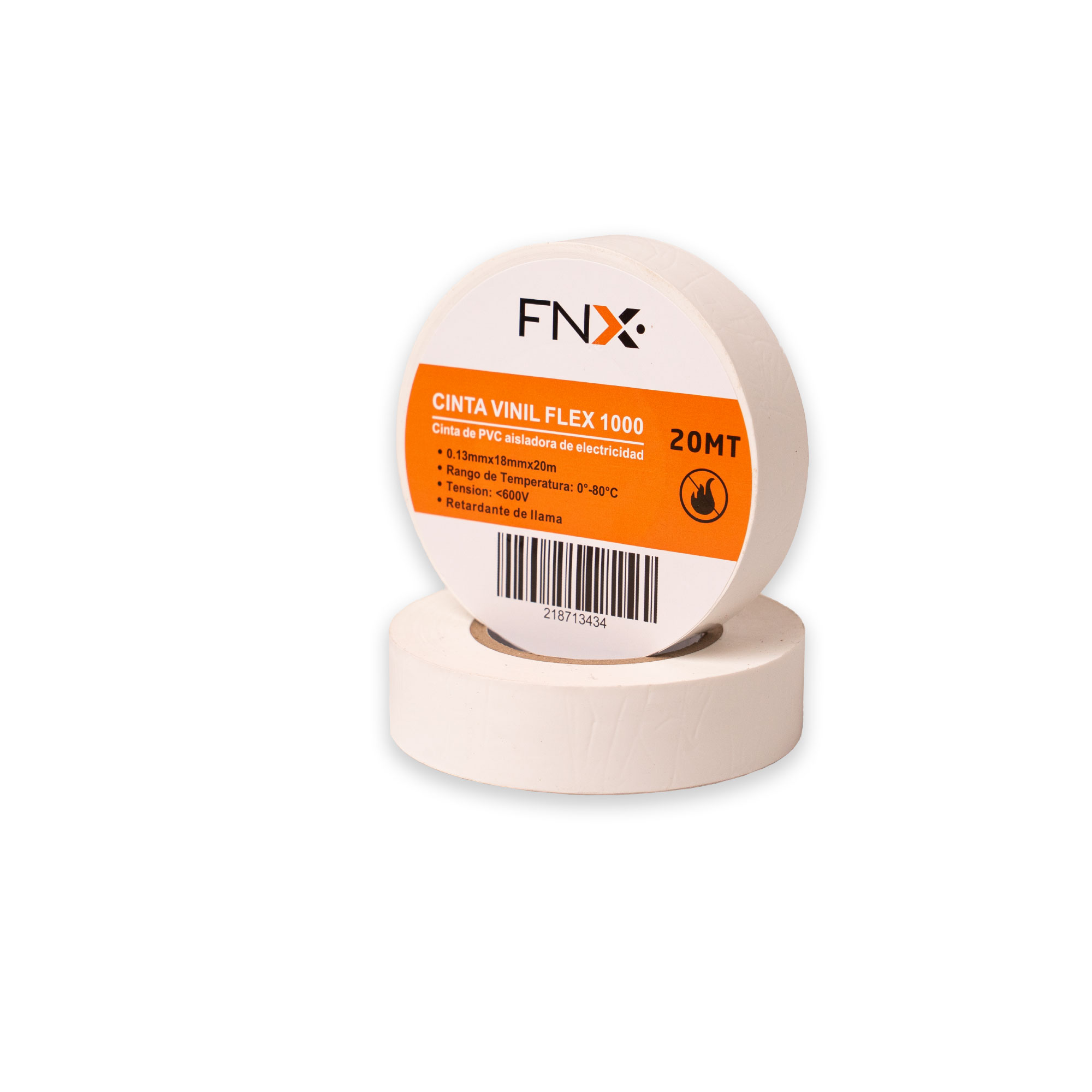 Cinta Vinil 18MMx20MT Flex 1000 Blanco 218713434 — FNX — FNX
