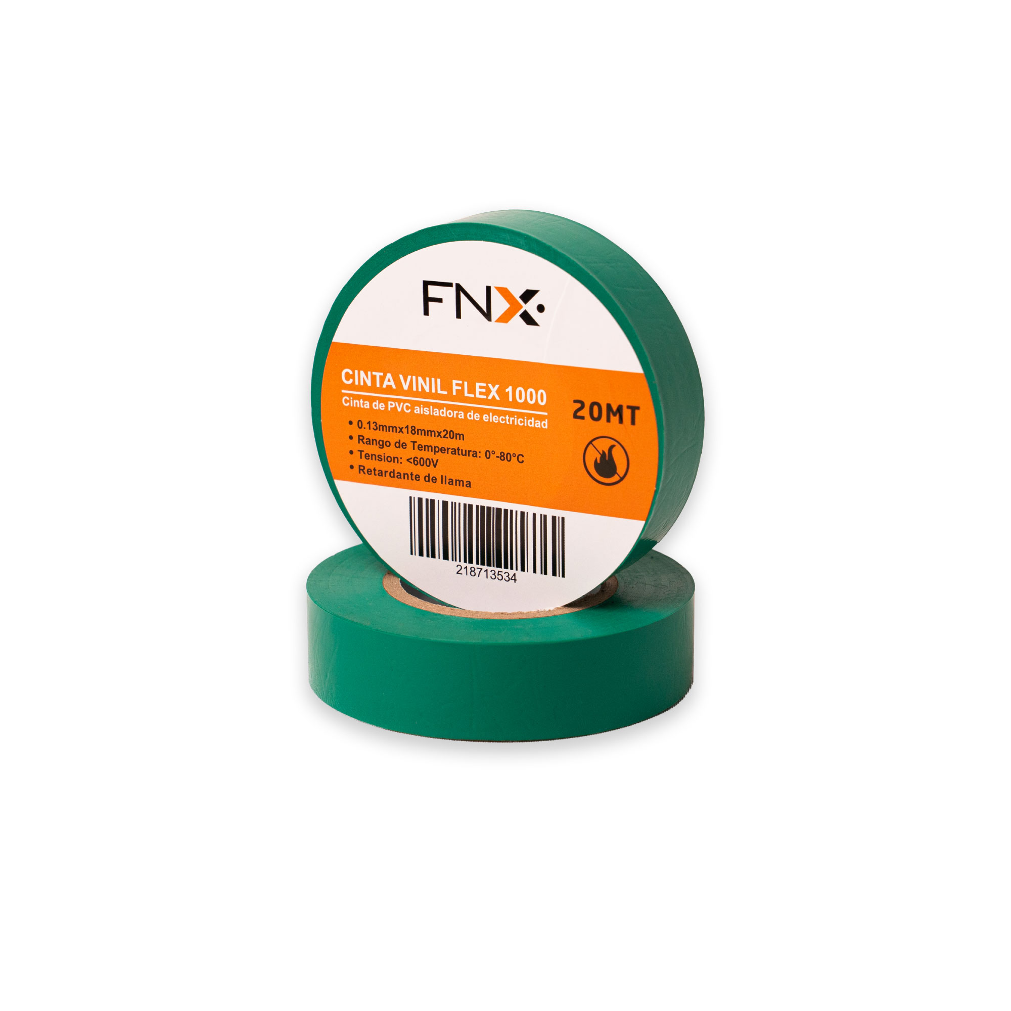 Cinta Vinil 18MMx20MT Flex 1000 Verde 218713534 — FNX — FNX