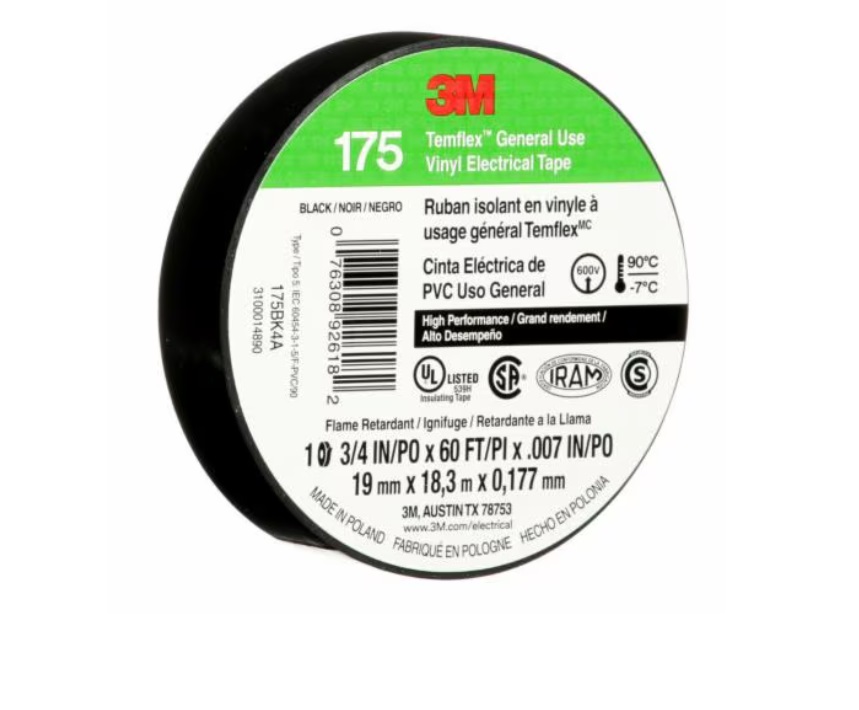 Cinta Vinil 19mm X 18M Negro Temflex 175 (Ex 710) UU00966800 — 3m — 3M