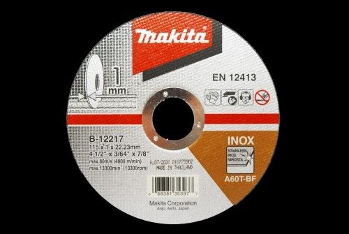 Disco Corte a. Inox 4 1/2 1mm Recto B-12217 — Makita — Makita