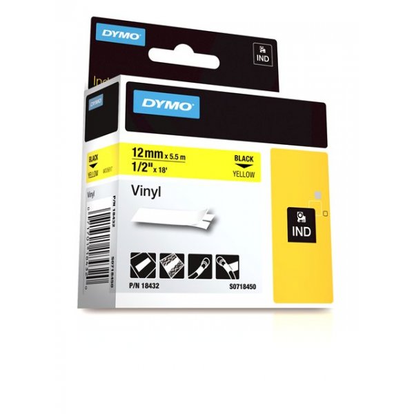 Cinta Vinilo 12mm X 5.5M Fondo Am/texto Ne Para Rhino 4200-6000 18432 (49206136) — Otras Marcas