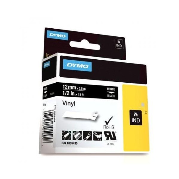 Cinta Vinilo 12mm X 5.5M Fondo Ne/texto Bl Para Rhino 4200-6000 1805435 (49210136) — Otras Marcas