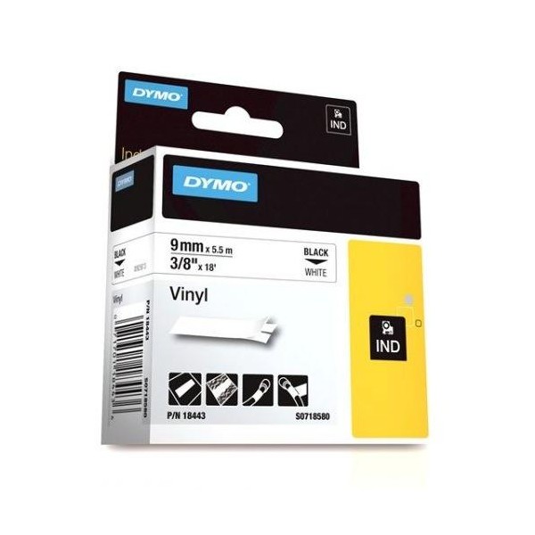 Cinta Vinilo 9mm X 5.5M Fondo Bl/texto Ne Para Rhino 4200-6000 18443 (49202136) — Otras Marcas