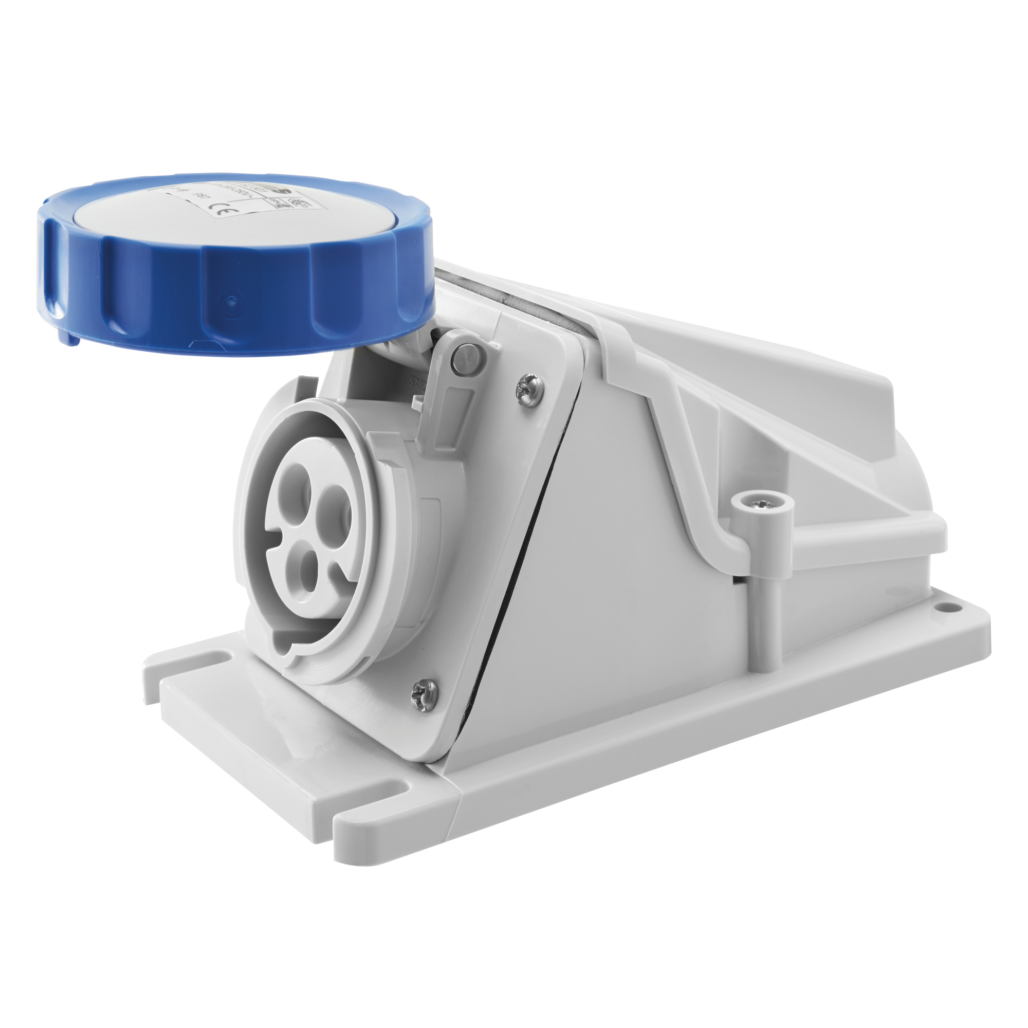 Hembra Industrial Sobrepuesto 220V 16A 90G Libre de Halogenos 2P+T IP67 Azul GW62499 — Gewiss — Gewiss