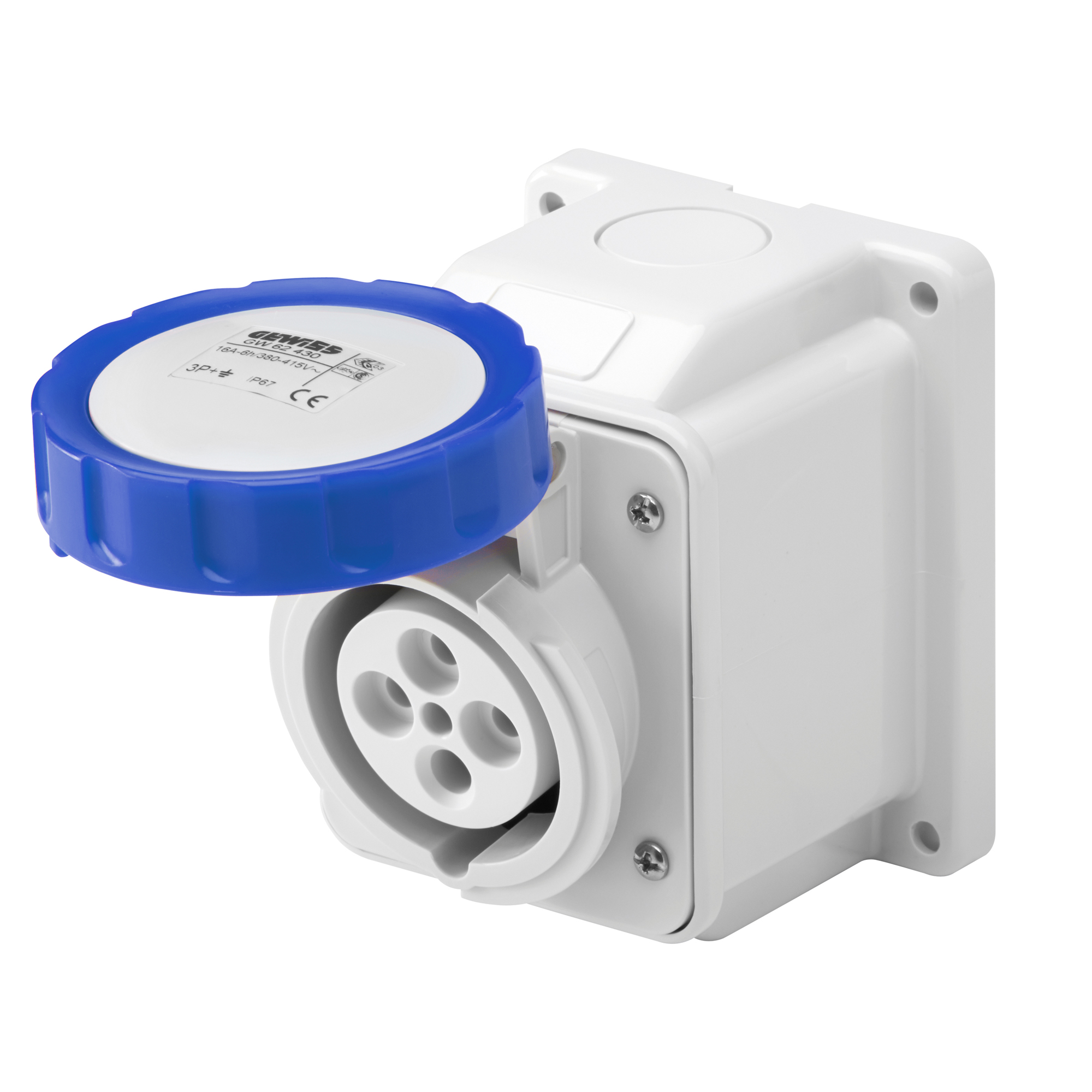Hembra Industrial Sobrepuesto 220V 16A 2P+T IP67 Azul GW62426 — Gewiss — Gewiss