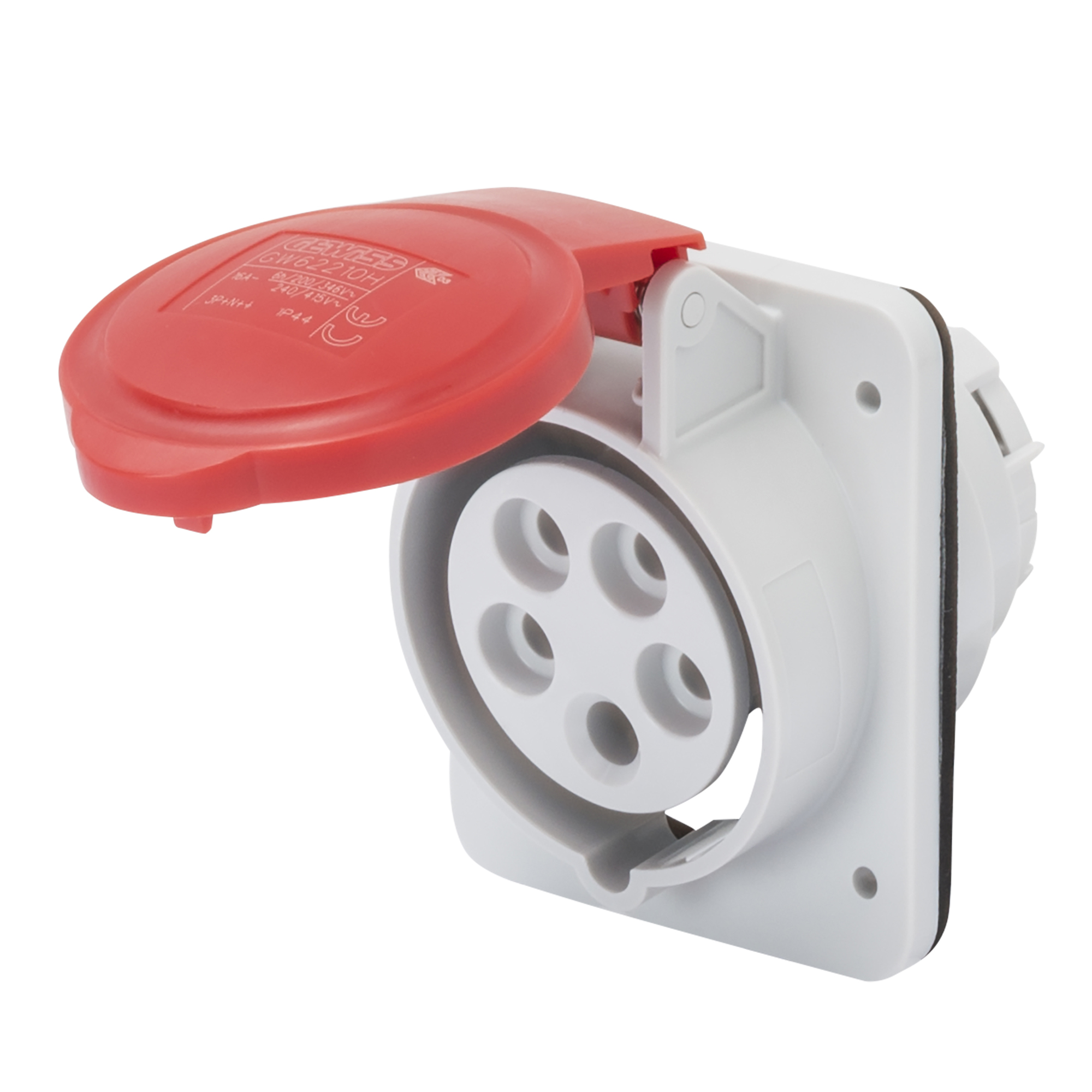 Enchufe Hembra Industrial Embutido 380V 32A 3P+N+T IP44/IP54 GW62221H — Gewiss — Gewiss