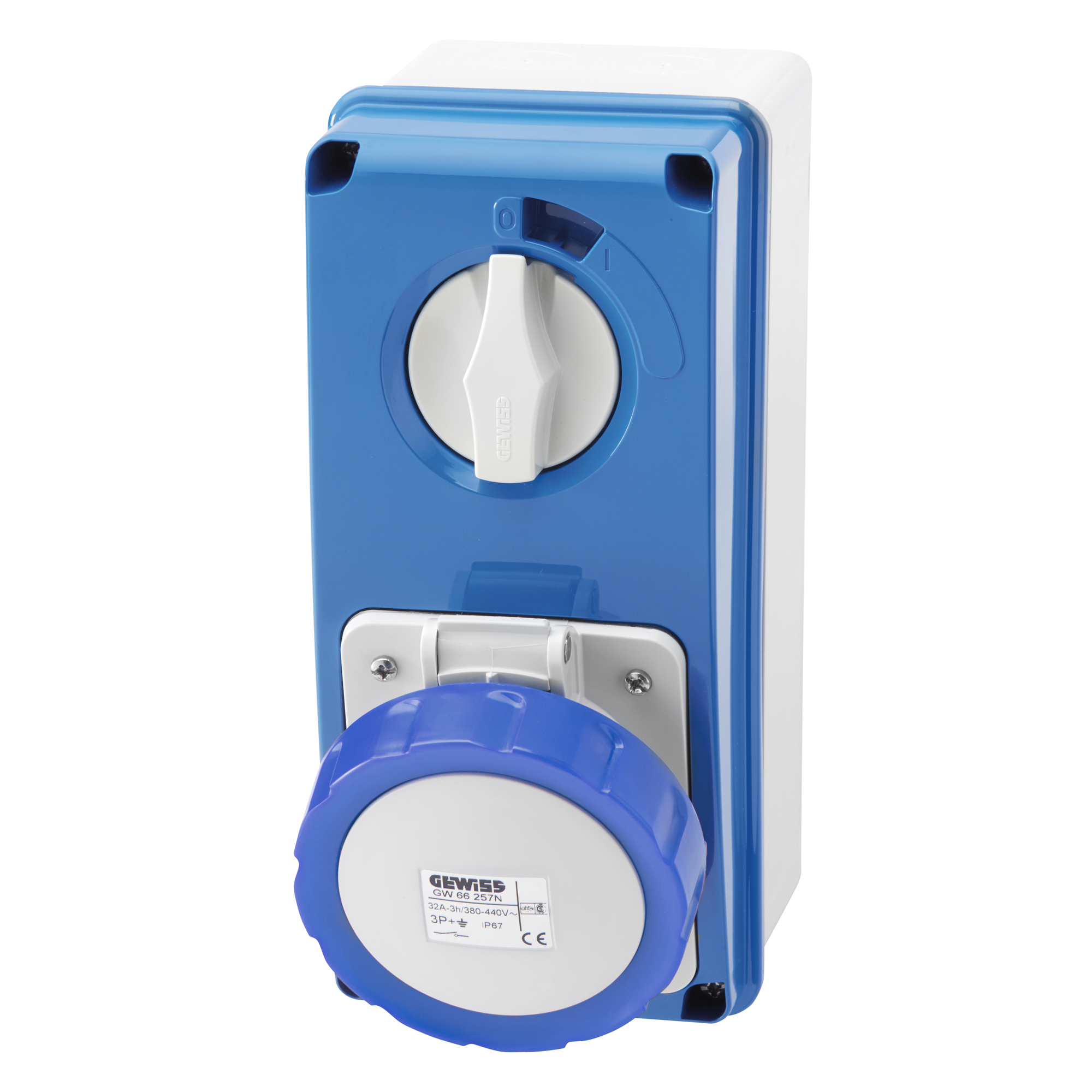 Base Vertical Industrial 2P+T 16A 230V 6H IP67 GW66204N — Gewiss — Gewiss