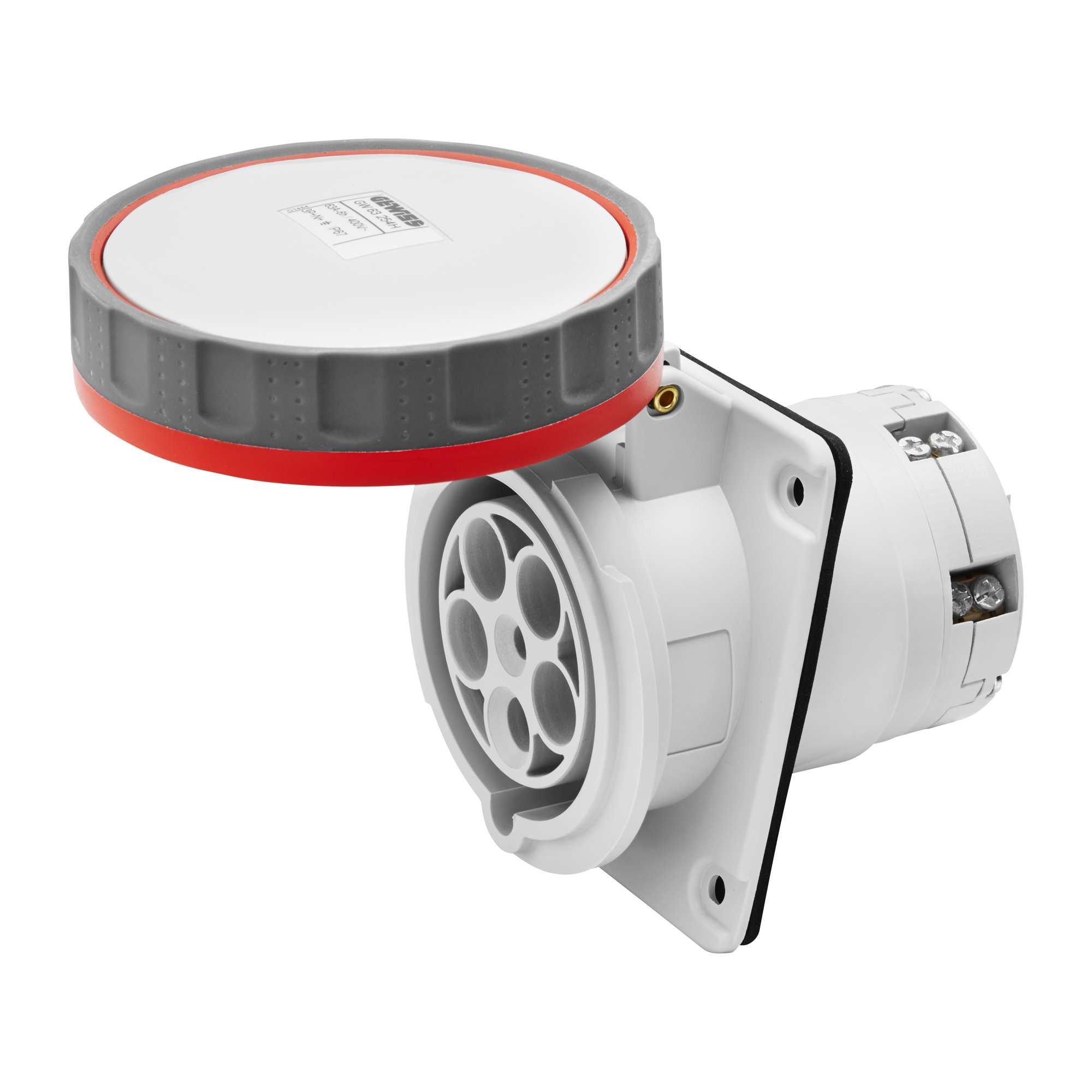 Enchufe Hembra Industrial Embutido 380V 63A 3P+T IP66/67 GW63253H — Gewiss — Gewiss