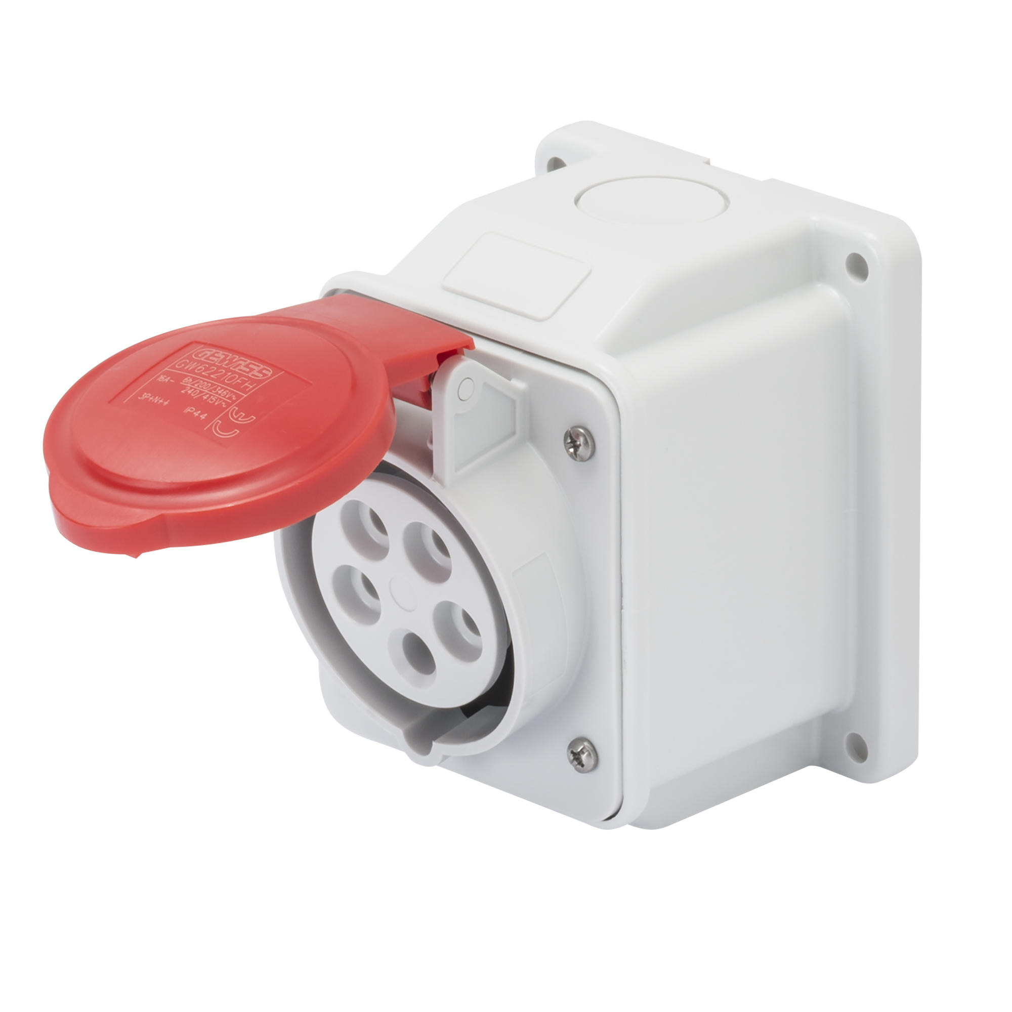 Hembra Industrial Sobrepuesto 380V 32A 10G 3P+N+T IP44 Rojo GW62420 — Gewiss — Gewiss
