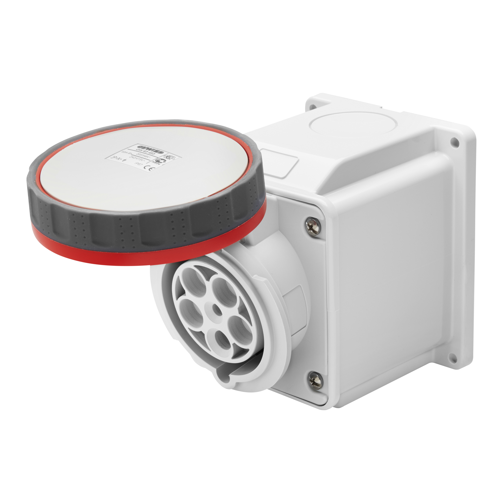Hembra Industrial Sobrepuesto 380V 63A 10G 3P+N+T IP67 Rojo GW63453 — Gewiss — Gewiss