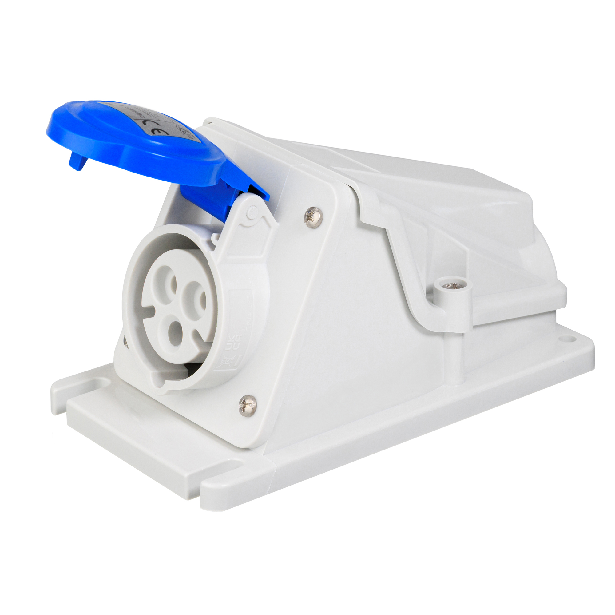 Hembra Industrial Sobrepuesto 220V 16A 90G Libre de Halogenos 2P+T IP44 Azul GW62477 — Gewiss — Gewiss