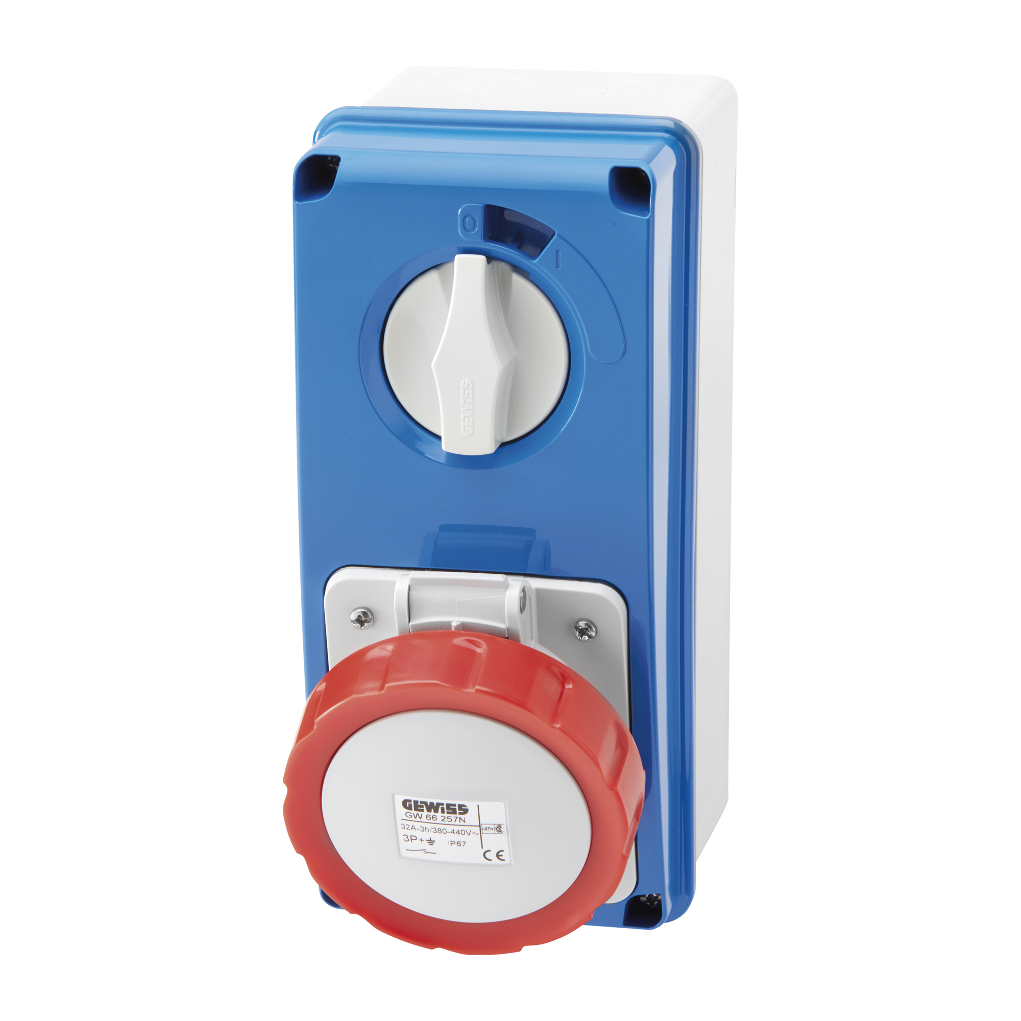 Base Vertical Industrial 3P+T 32A 400V 6H IP67 GW66219N — Gewiss — Gewiss