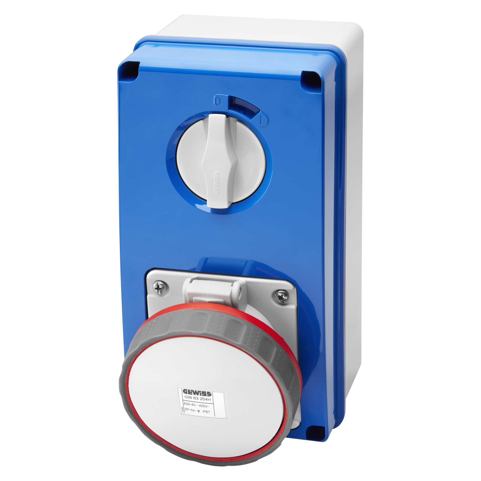 Base Vertical Industrial Sobrepuesto 400V 63A 3P+T+N IP67 GW67264N — Gewiss — Gewiss