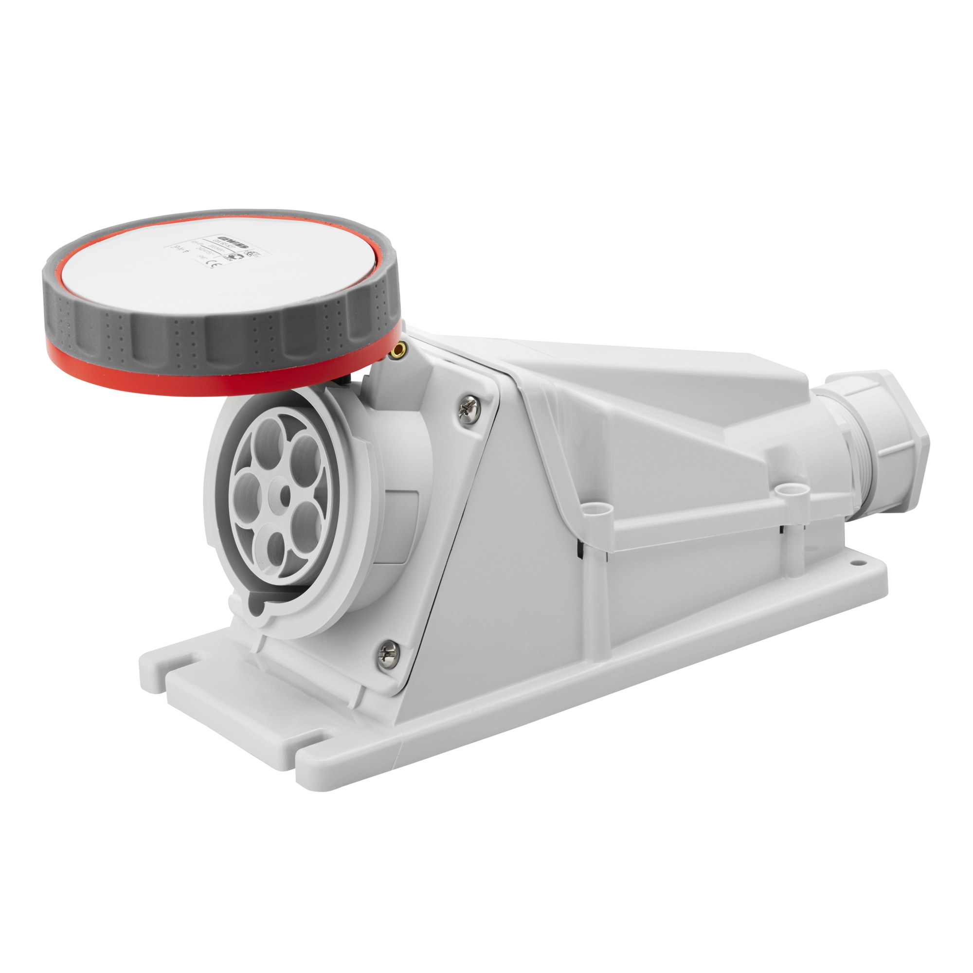 Hembra Industrial Sobrepuesto 380V 63A 90G Libre de Halogenos 3P+T IP67 Rojo GW63526 — Gewiss — Gewiss