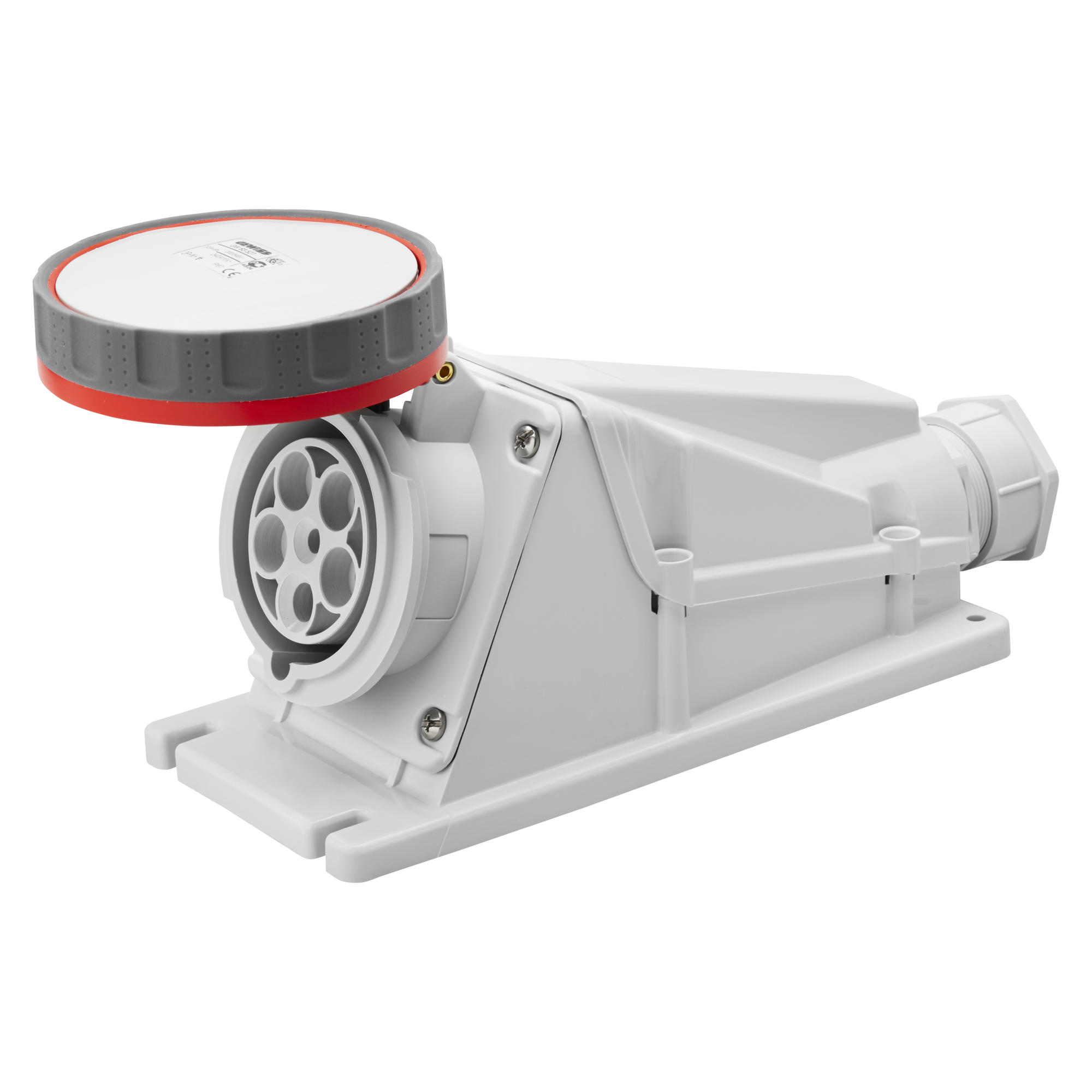 Hembra Industrial Sobrepuesto 380V 63A 90G Libre de Halogenos 3P+N+T IP67 Rojo GW63527 — Gewiss — Gewiss