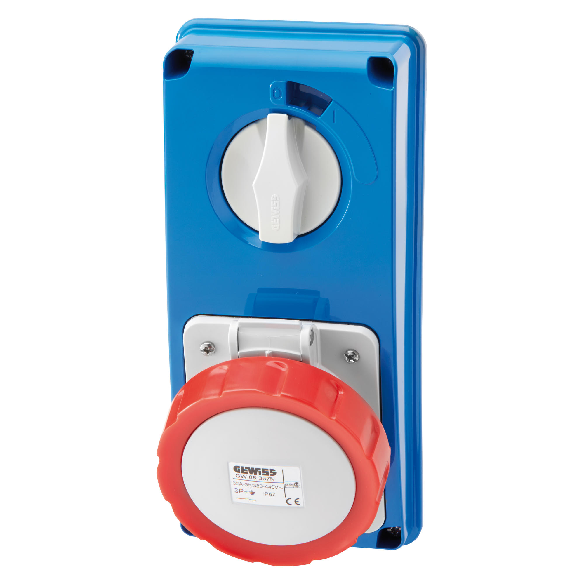 Base Vertical Industrial 3P+N+T 32A 400V 6H IP67 GW66320N — Gewiss — Gewiss