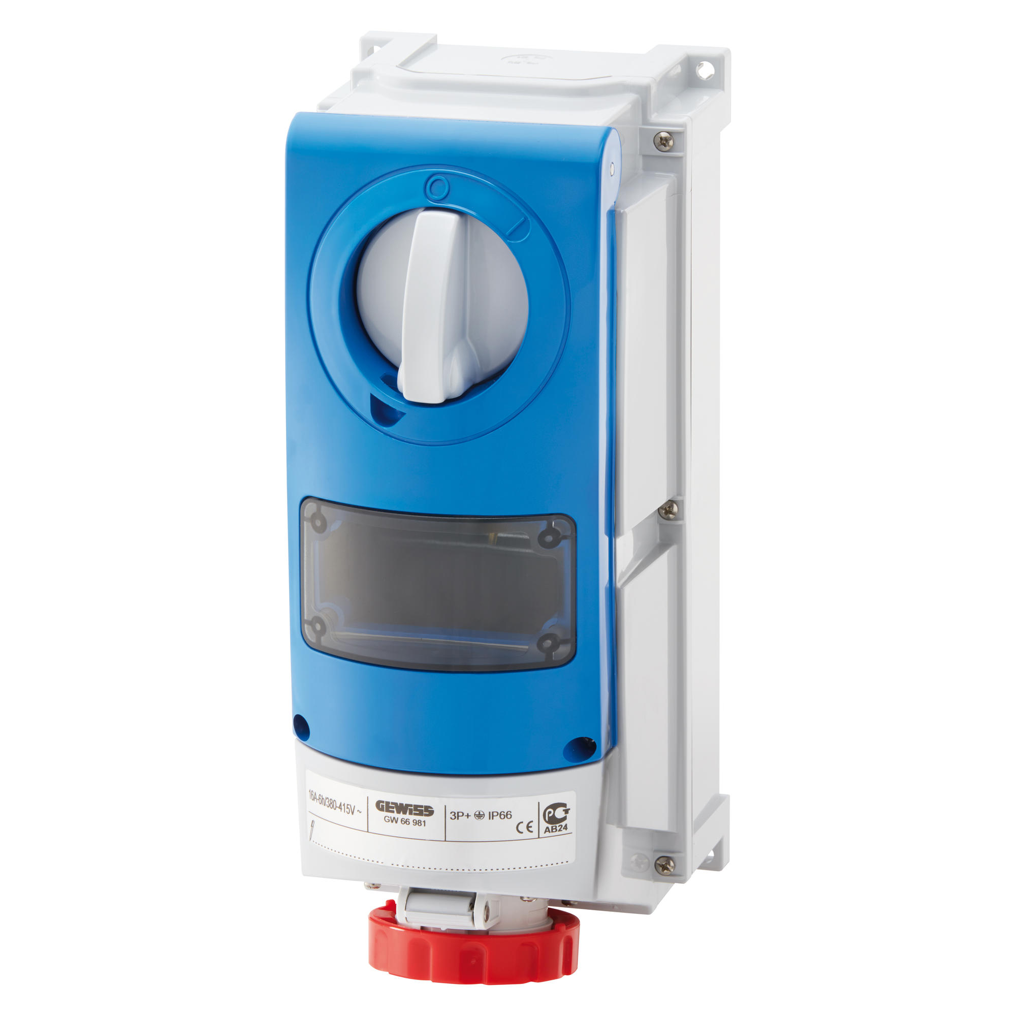 Base Vertical Industrial 400V 63A 3P+T IP66 GW66873 — Gewiss — Gewiss
